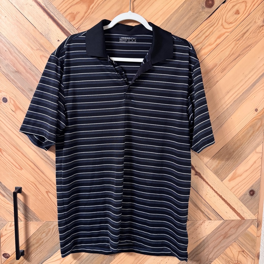Nike Men's Black Striped Golf Shirt